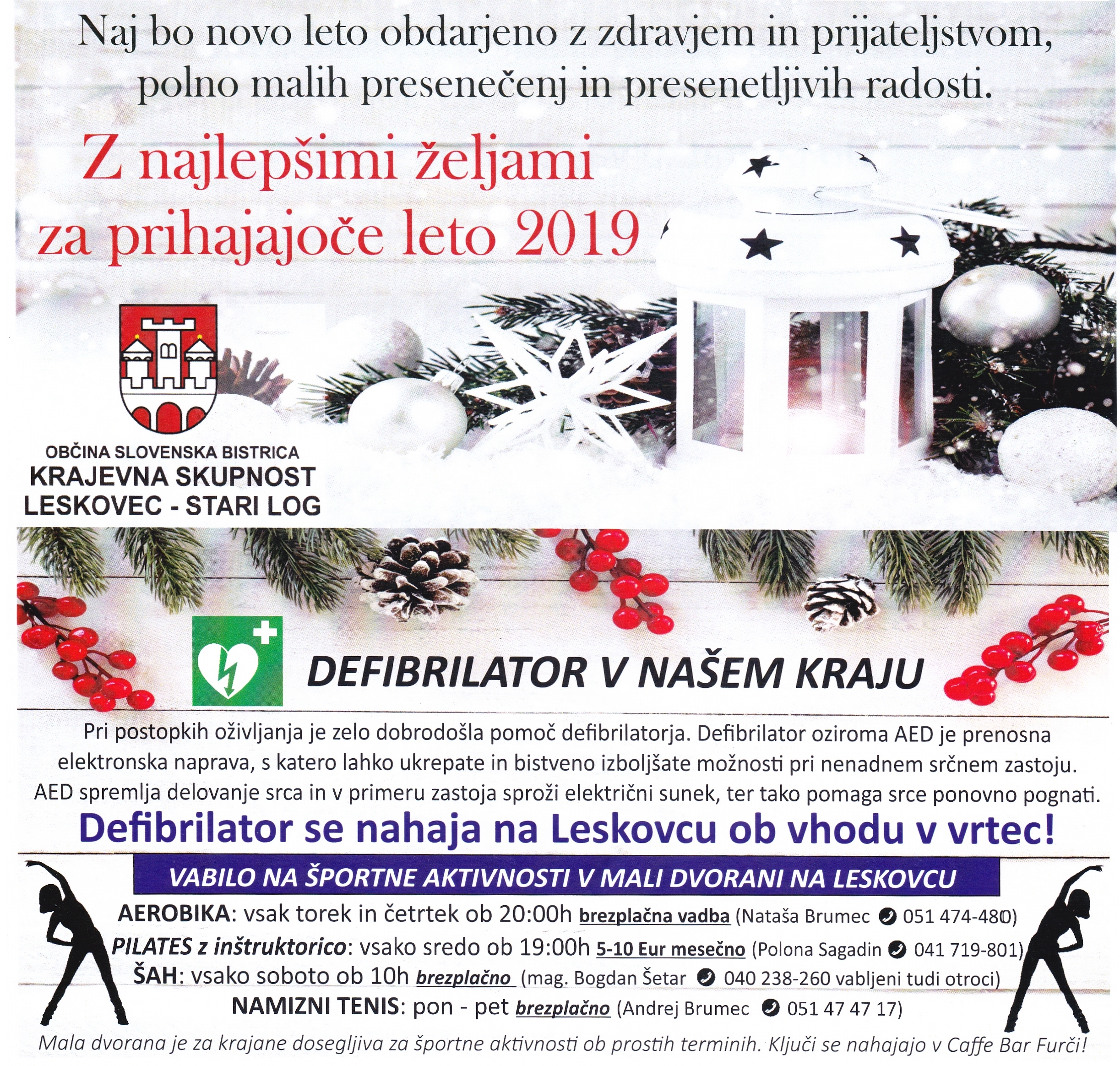 �estitka KS 2019, obvestilo defibrilator, �portne aktivnosti