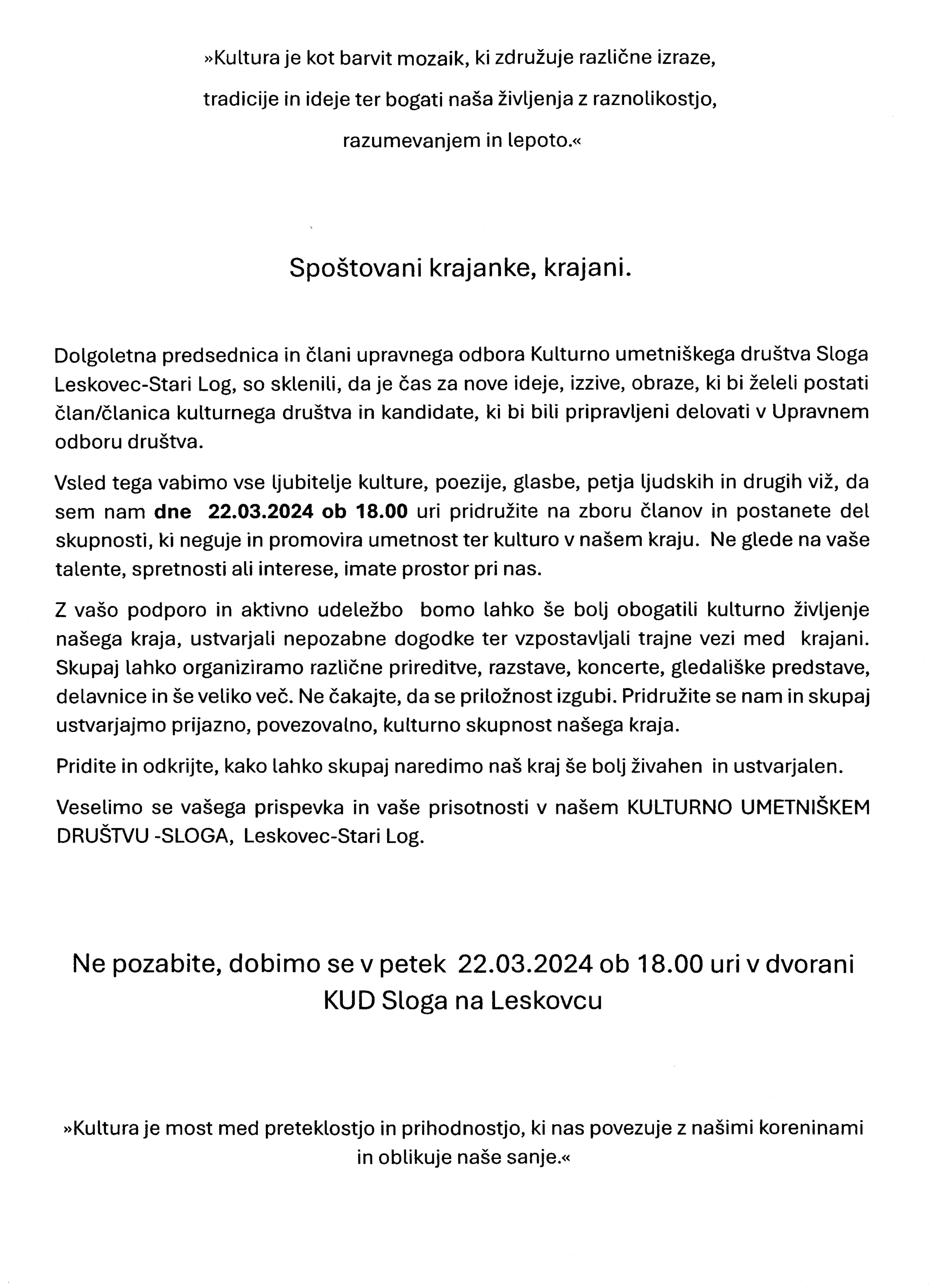 KUD vabilo 22.3.2024