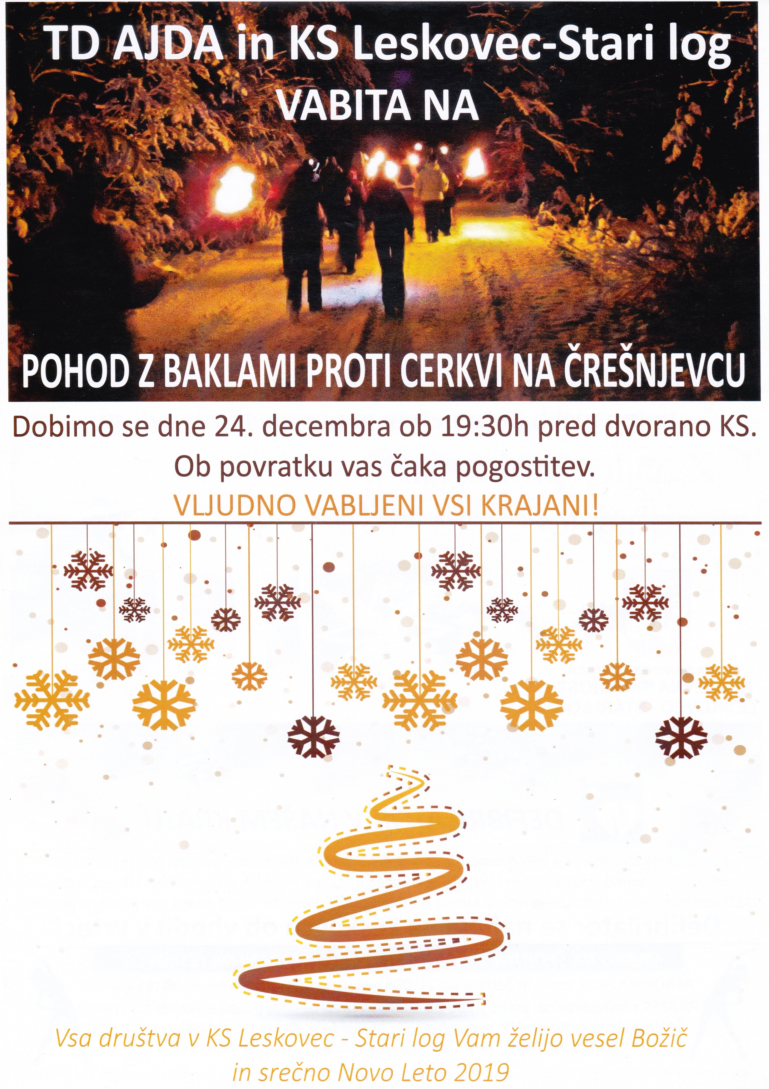 Vabilo na pohod z baklami 2018, �estitka dru�tev 2019